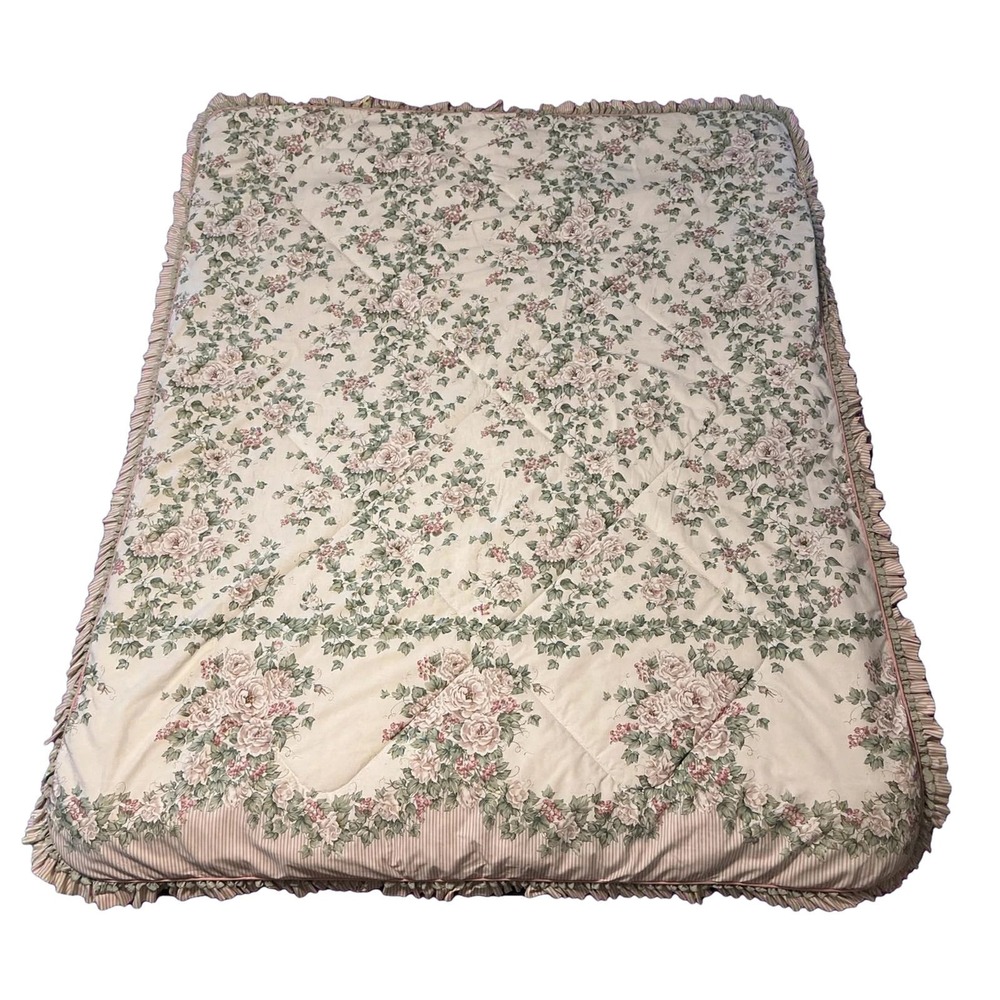 Glynda Turley Cottagecore Floral Ruffle Shabby Chic Ivy Rose bedspread comforter